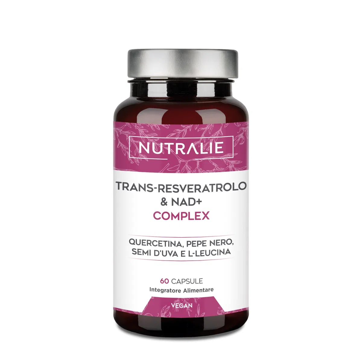 Trans Resveratrolo NAD+ 686mg Complex - Quercetina Piperina Semi d'Uva (OPC) L-Leucina - Integratore Resveratrolo - 60 Capsule Nutralie