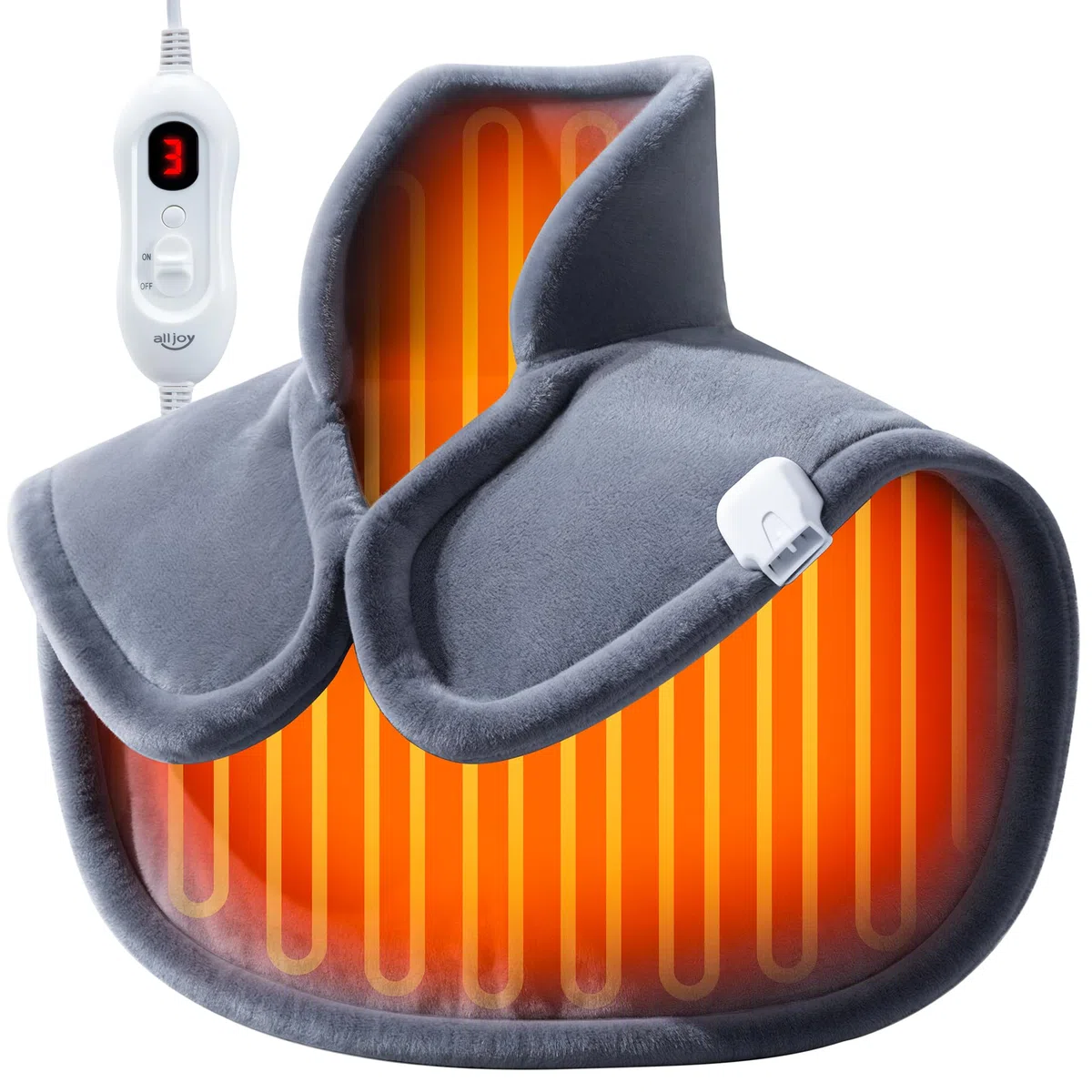 ALLJOY Termoforo Cervicale e Spalle, 22"x18" Cuscinetto Termico Riscaldato per Collo, 4 Livelli di Calore, 2.2LB, 90 Mins Spegnimento Automatico, Lavabile in Macchina