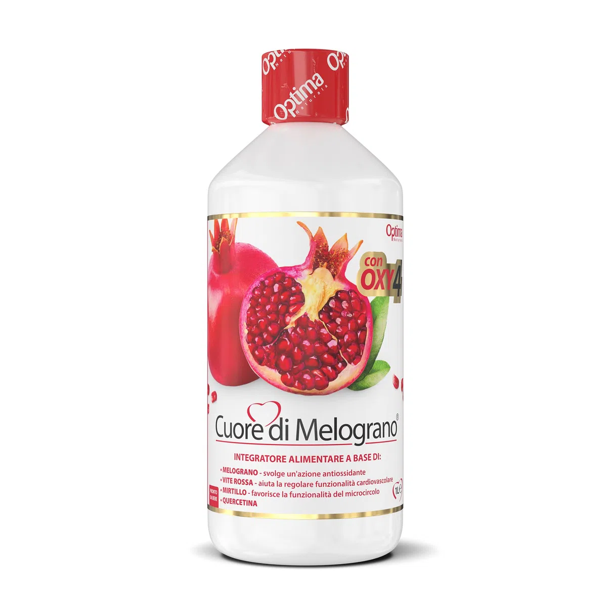 Cuore di Melograno con Oxy4, 1000 ml con succo di melograno e OXY4, antiossidante, benessere cardiovascolare