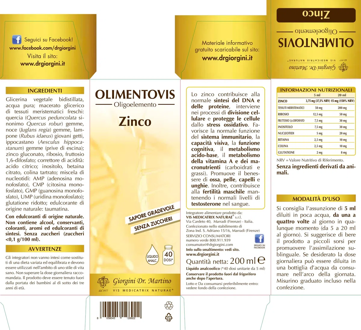 ZINCO OLIMENTOVIS liquido analcolico - 200 ml