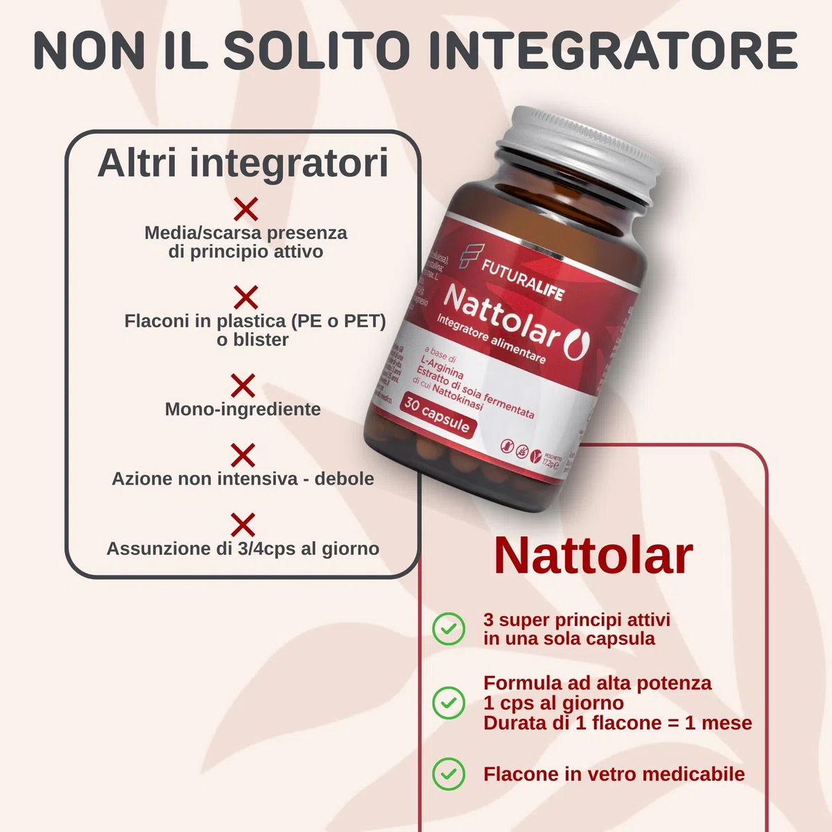 NATTOLAR Arginina e L-Citrullina = Recupero Muscolare + Vitalità di Coppia | Post Allenamento, Resistenza - Nattokinase | Supporto Circolazione, Arterie Sane e Pulite | Integratore per Sportivi. 30cps