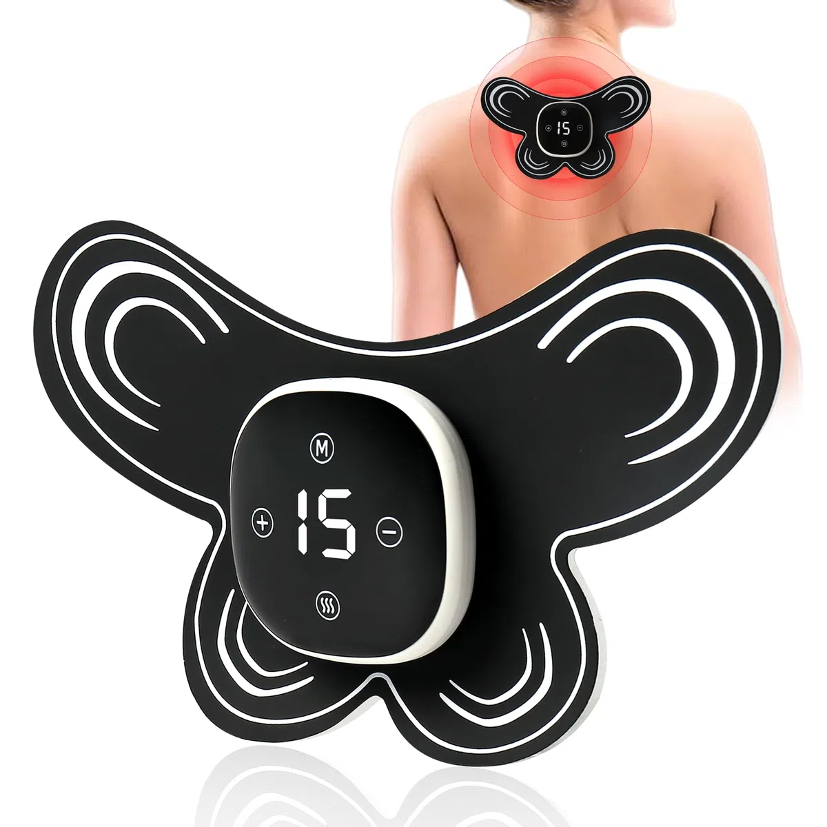 Dispositivo TENS Portatile Senza Fili,Elettrostimolatore Antidolorifico,Funzione Calore Per Alleviare il Dolore,Rilassamento Muscolare e Gestione Del Dolore,Ricaricabile 15 Modalità Per il Trattamento