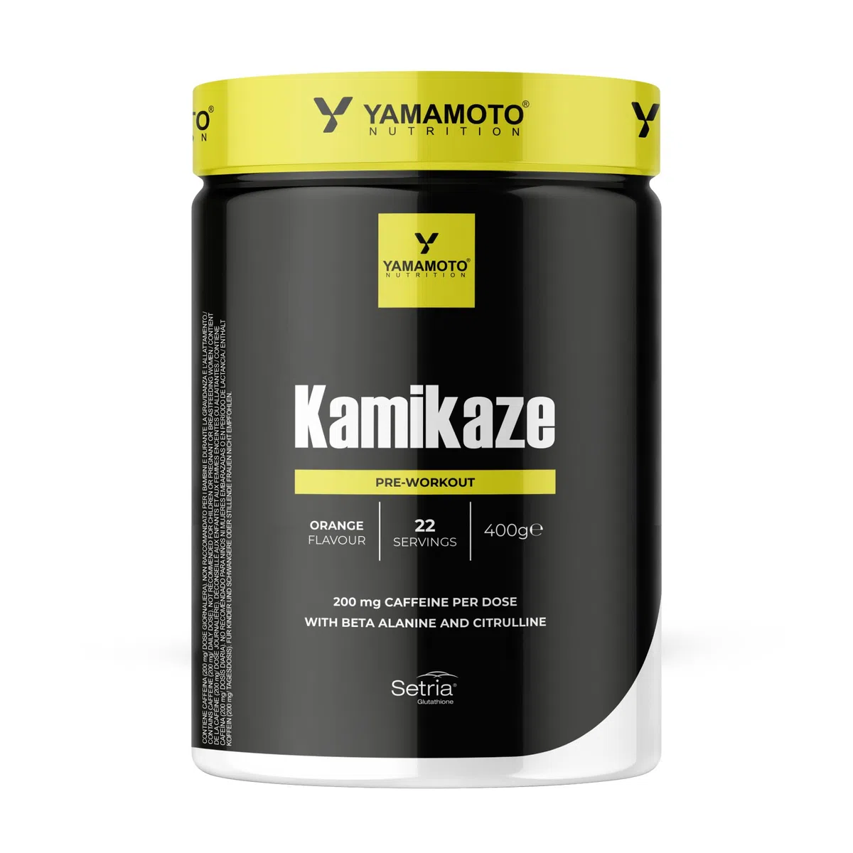 YAMAMOTO NUTRITION Kamikaze 400 gr, Integratore Alimentare per Sportivi con L-Citrullina, Glutatione Setria, Caffeina, Creatina e BCAA, Funzione Anticatabolica ed Energetica, Gusto Arancia
