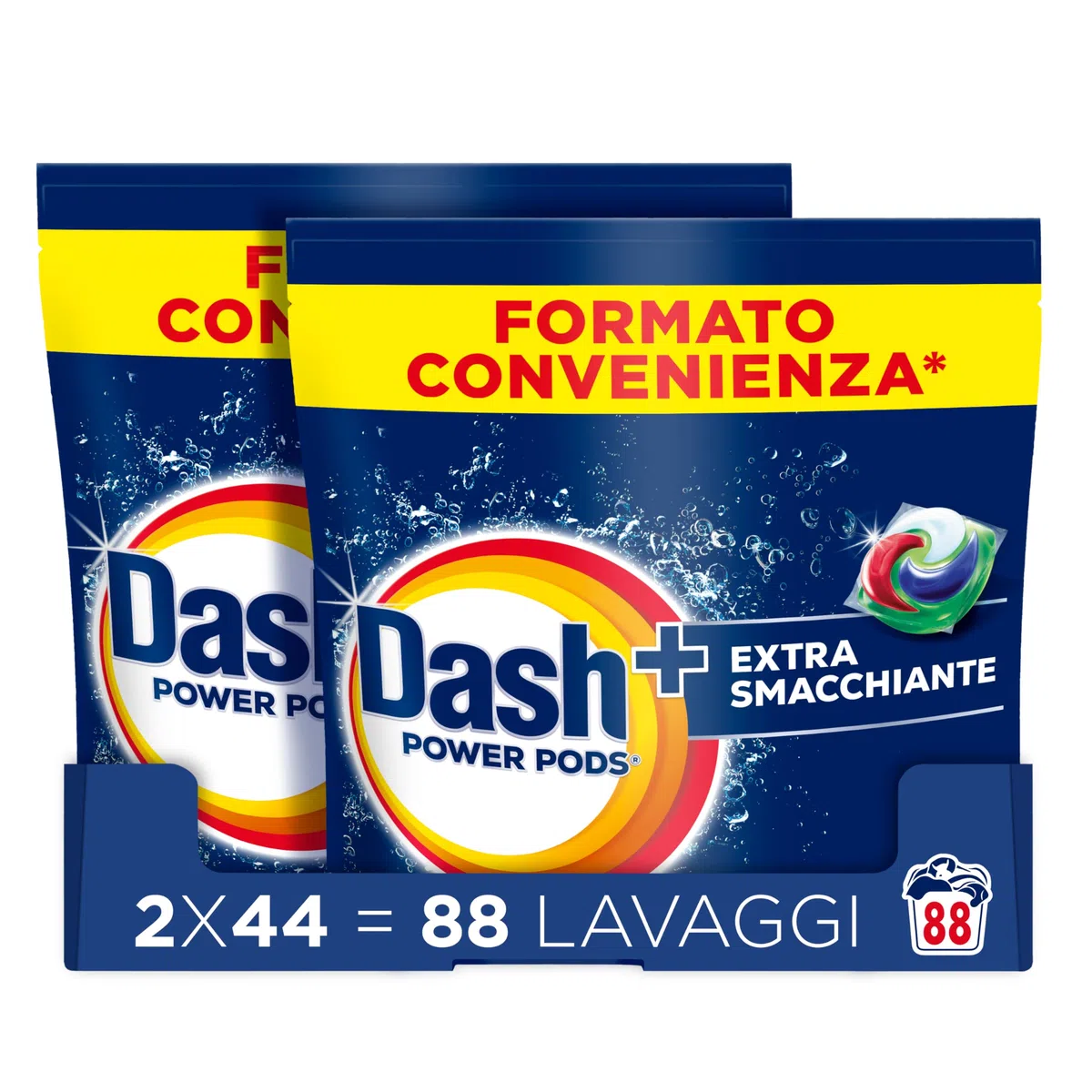 Dash Power Pods Detersivo Lavatrice In Capsule, Extra Smacchiante, 88 Lavaggi (2x44), Rimuove anche le macchie secche da 7 giorni, per una pulizia impeccabile