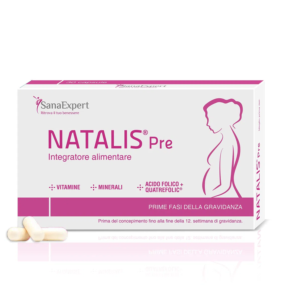 Natalis Pre Pack 3, Integratore Gravidanza Per La Fertilità Precoce Con Acido Folico, Quatrefolic, Ferro E Vitamine Donne, 30 Capsule (ogni confezione) - SanaExpert
