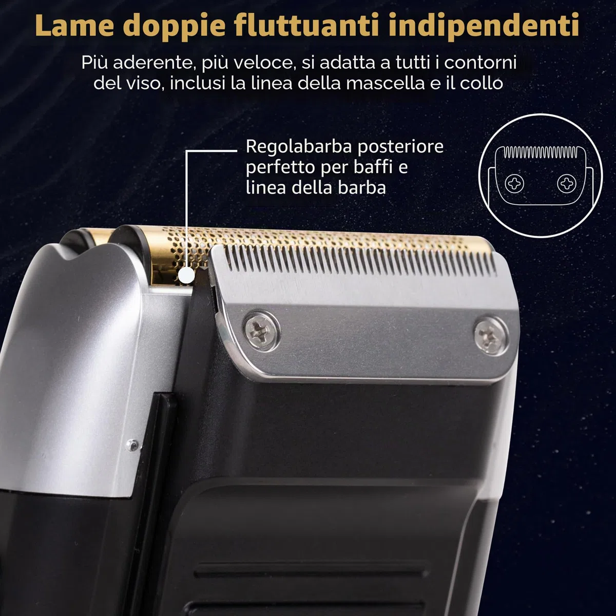 Kemei Rasoio elettrico a lamina per uomo con rifinitura della calvizie Rasoi elettrici senza filo con display a LED,Regali per la Festa Del Papà