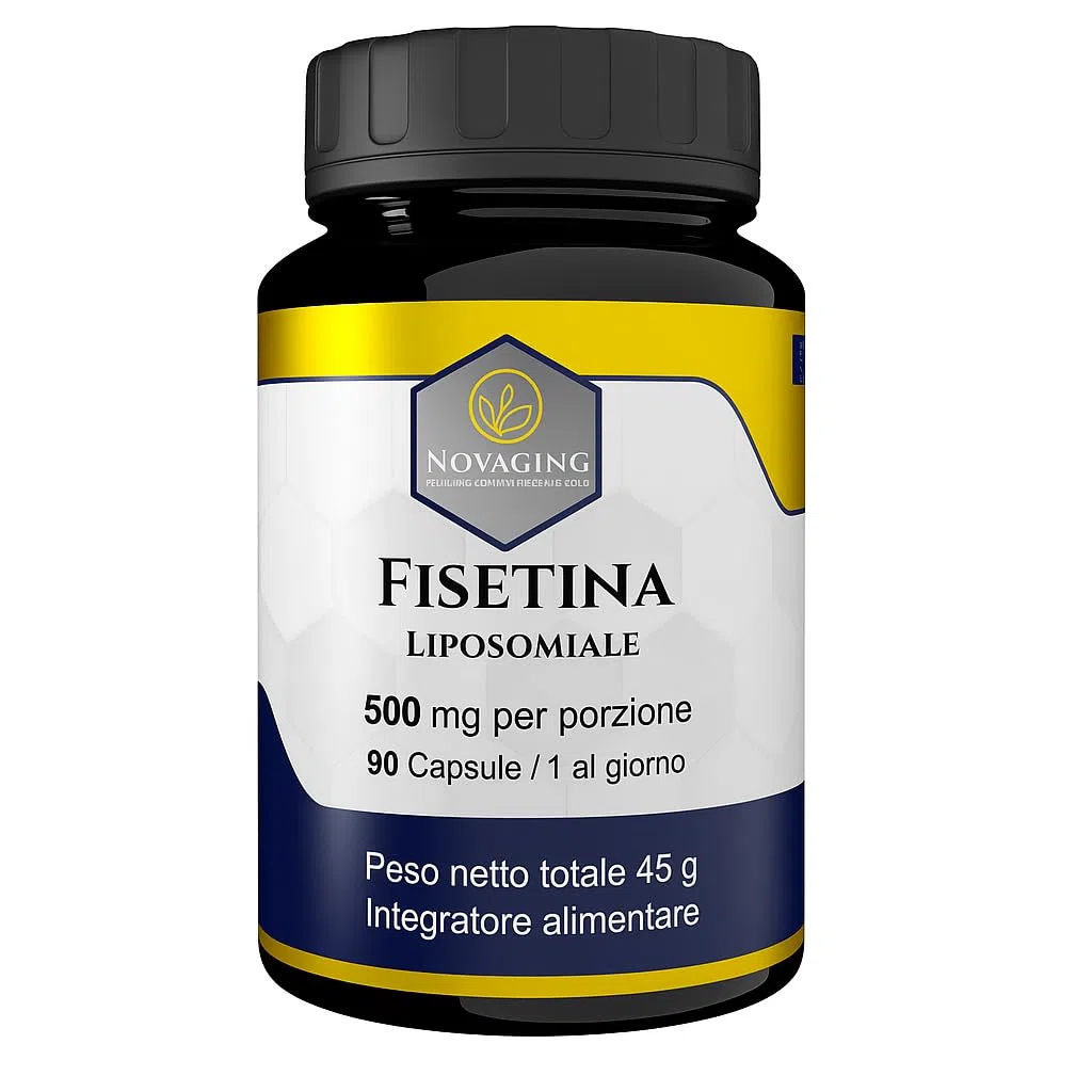 Fisetina Liposomiale Anti-età, Potente Antiossidante, 100% Vegano - 90 Capsule, Fornitura per 3 Mesi, 500 mg - Massima Biodisponibilità, Dosaggio Preciso, Testato senza OGM né Allergeni