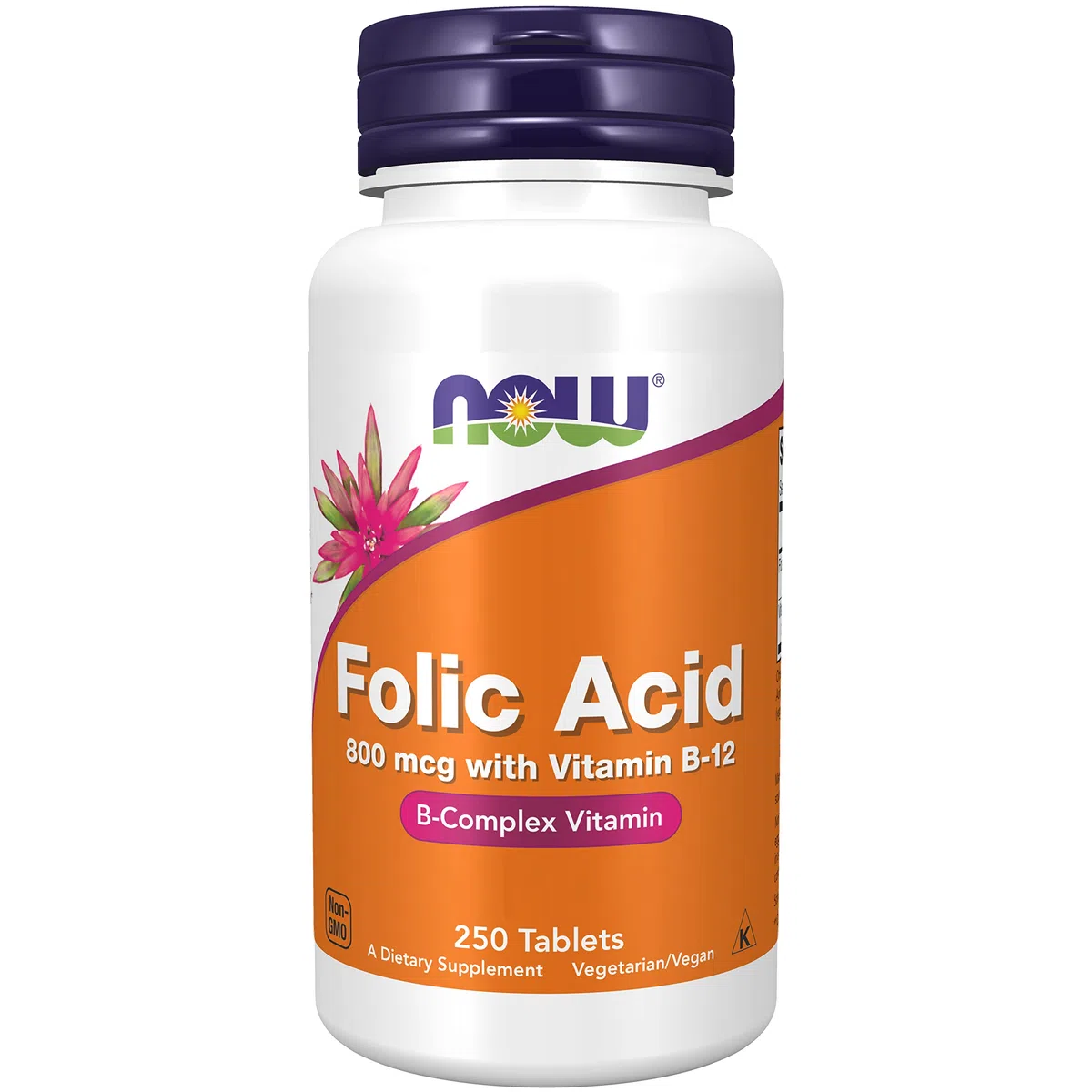 Now Foods, Folic Acid (Acido folico), 800 mcg, 250 Compresse vegane, Testato in Laboratorio, Dose elevata, Vitamina B12, Senza Glutine, Senza Soia, Vegetariano