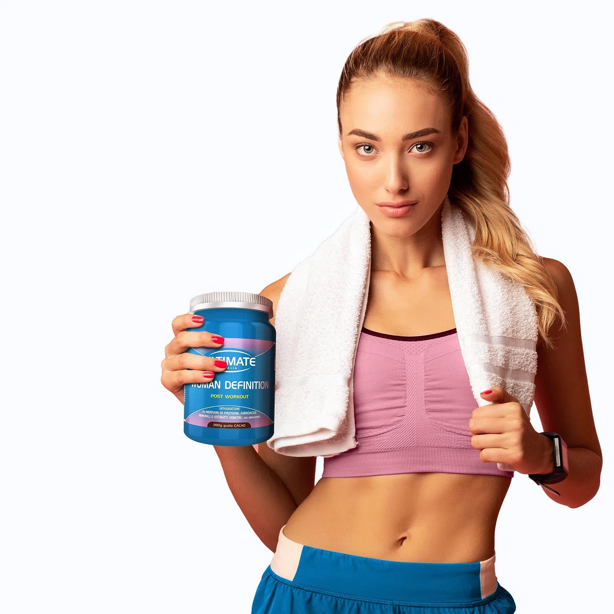Ultimate Italia - Woman Definition Post Workout - 280g - gusto cacao - integratore per il recupero post allenamento con proteine, aminoacidi, minerali ed estratti vegetali, senza glutine