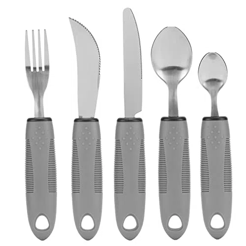 Utensili Adattivi per Tremori Alle Artrite e Parkinson, Set di Posate in Acciaio Inossidabile con Utensili Ponderati, Utensili per Mangiare Portatori di Handicap