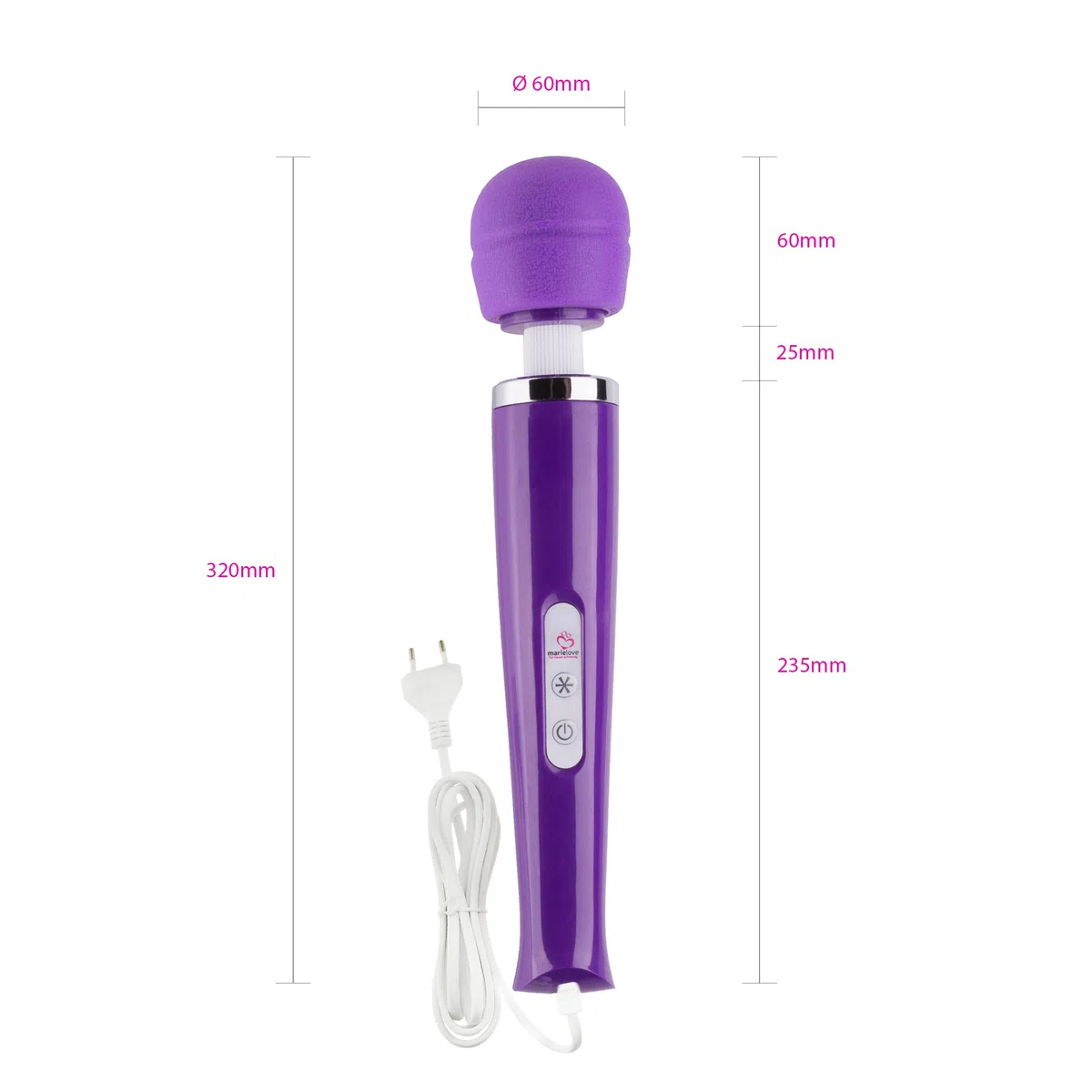 Massaggiatore intimo 2.0 Magic Wand di marielove, 20 ritmi e 10 intensità, massaggiatore potente, silenzioso, alimentazione a rete
