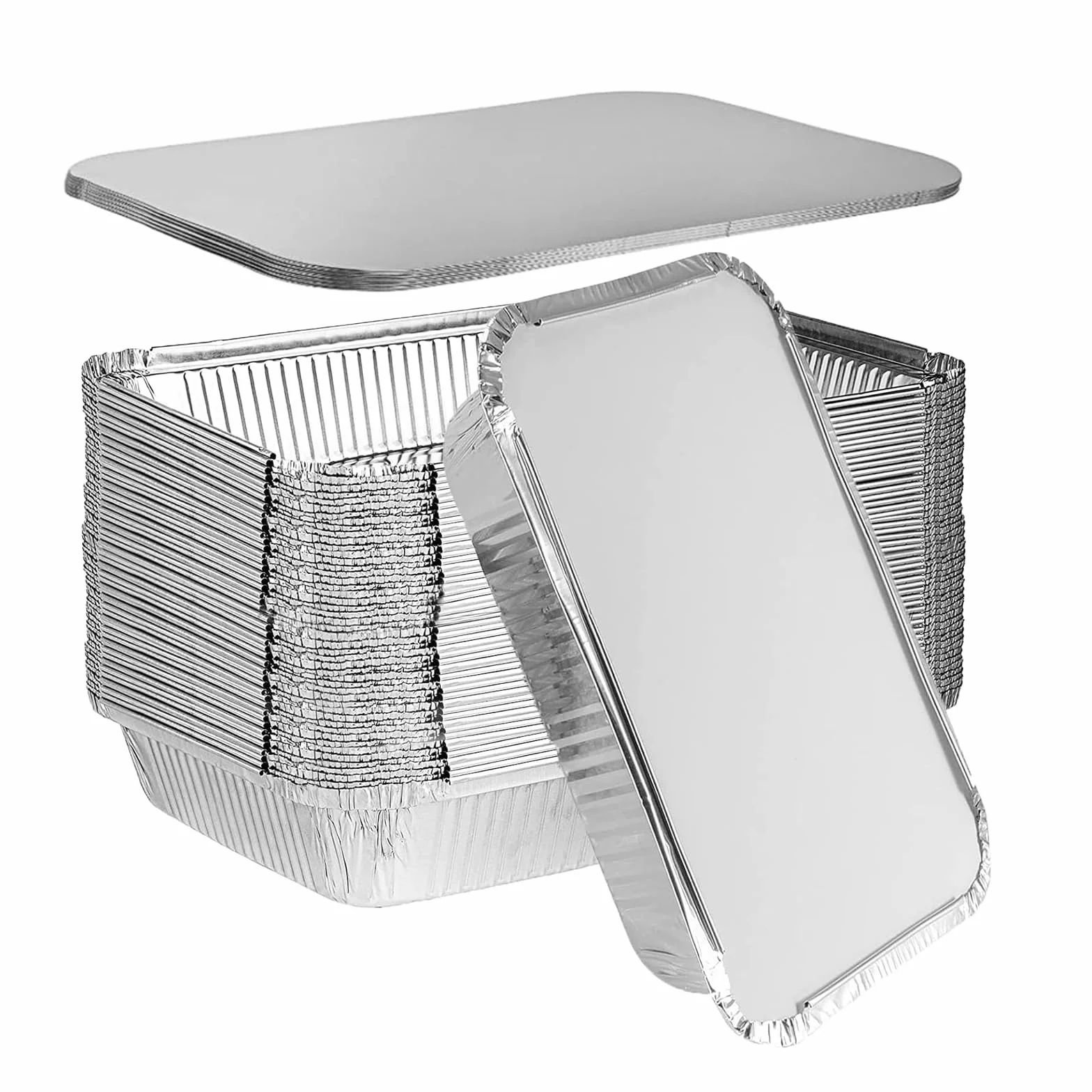 20 Vaschette Alluminio con Coperchio,Teglie alluminio usa e getta,Vaschette in alluminio con coperchio Riutilizzabili Per Cuocere,Arrostire,Teglie in alluminio