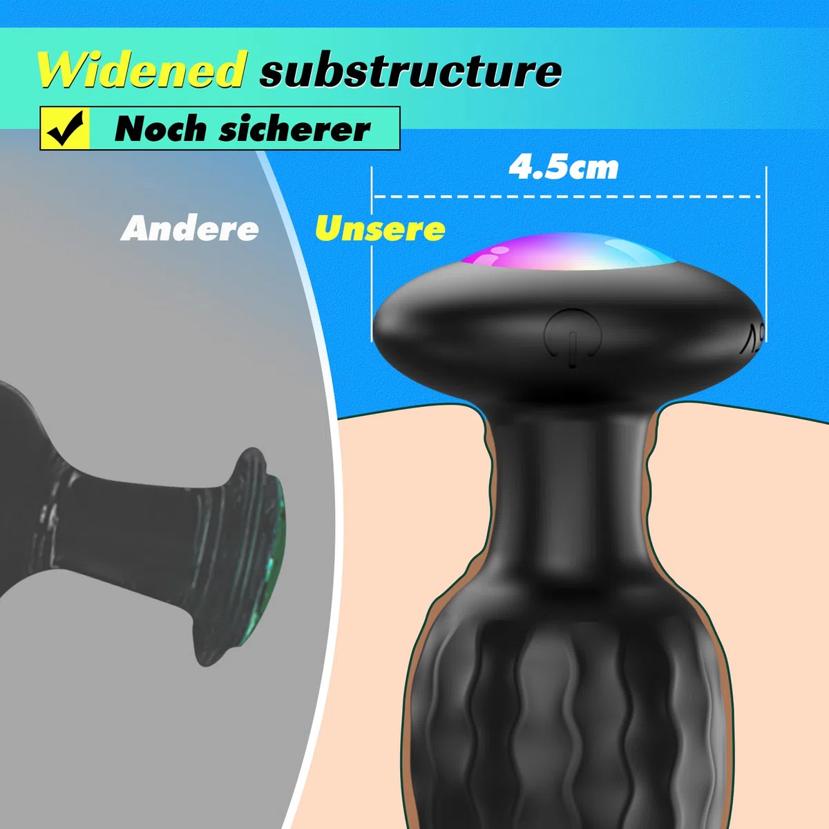Anal Plug Vibratore Butt Plug per donne uomini - Vibrazione anale per donne Vibratori anali con LED, Butt Plug Stimolazione della prostata Uomini Giocattoli del sesso Solo