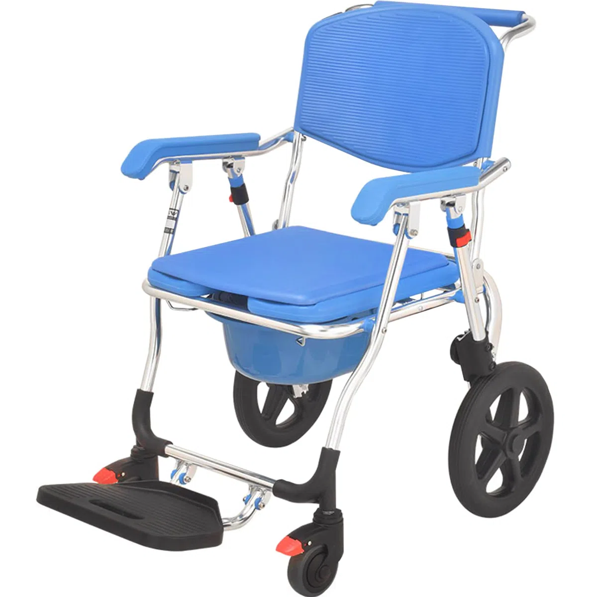 Sedia a rotelle pieghevole portatile per adulti e anziani, in lega di alluminio leggera per un facile trasporto e uso doccia, design impermeabile