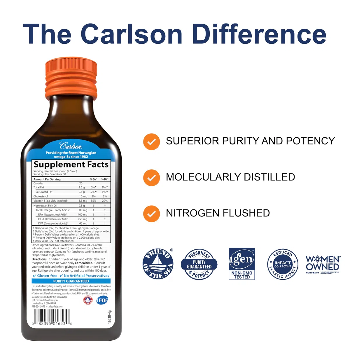 Carlson Labs - Il bambino di Carlson è l'olio di pesce norvegese più pregiato con un sapore d'arancia eccezionale - 6.7 once fluide