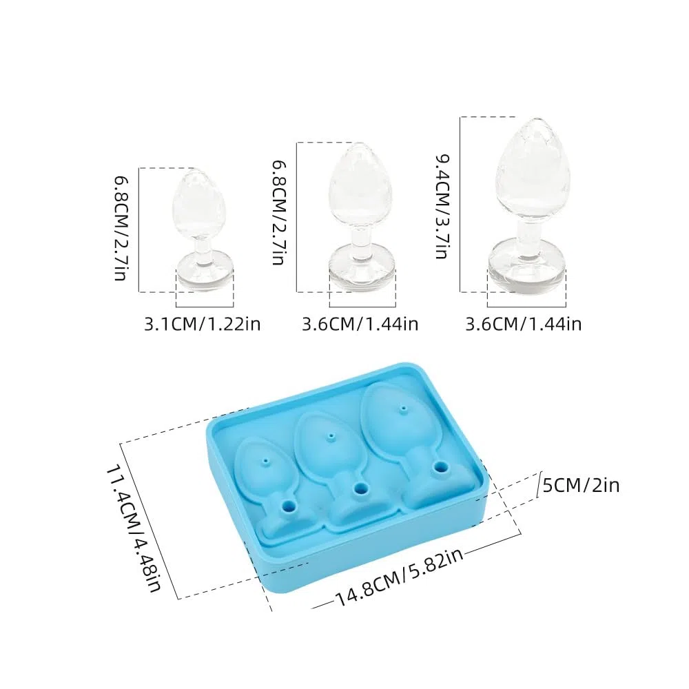 Dildo in Silicone 18 cm per Donne - Forma a Cubetto di Ghiaccio, Plug Anale e Dildo per Adulti