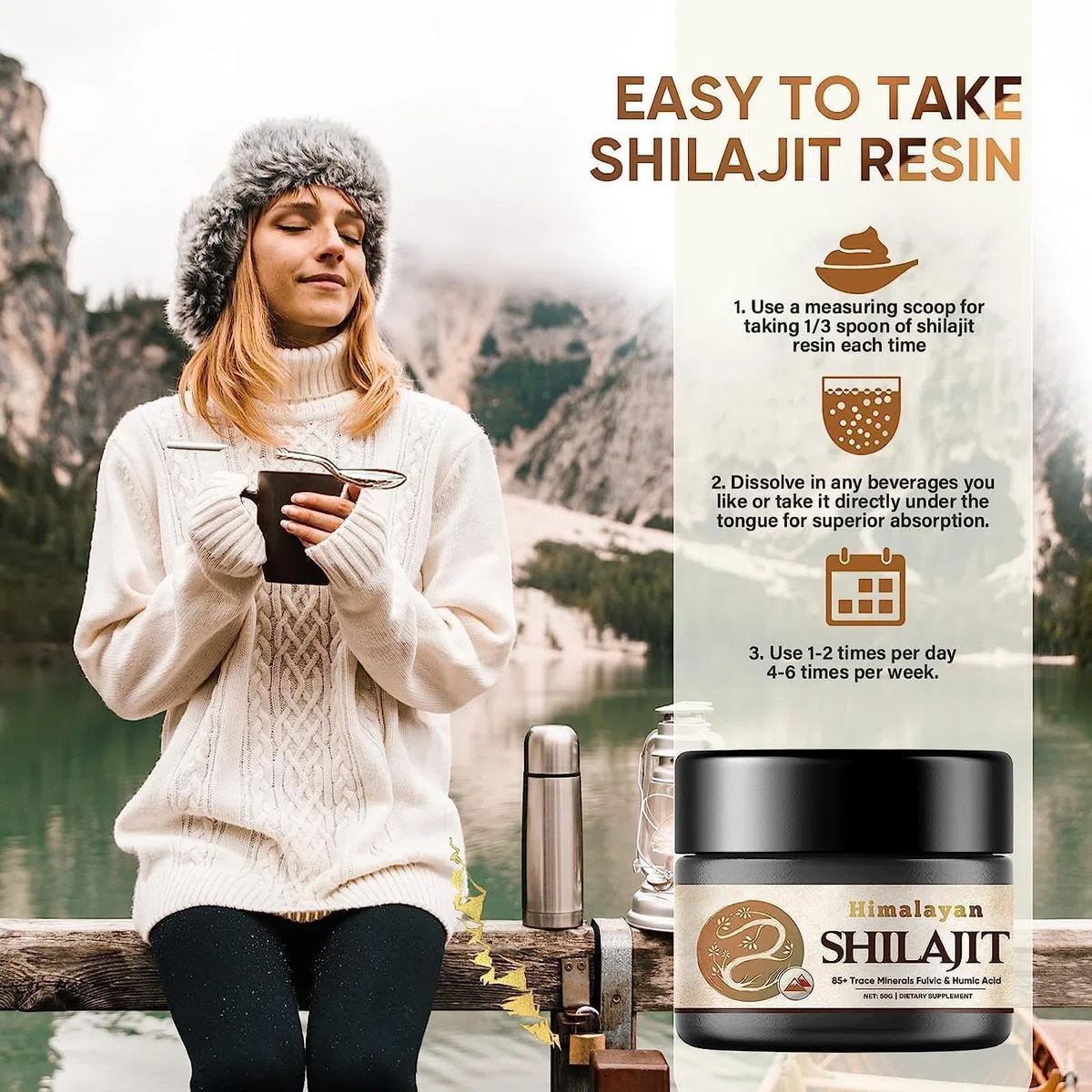 Shilajit-Himalayano-Puro-Organica, 50g-Shilajit-Organico con 85+ Oligominerali e Acido Fulvico, Shilajit Organico Naturale di Potenza