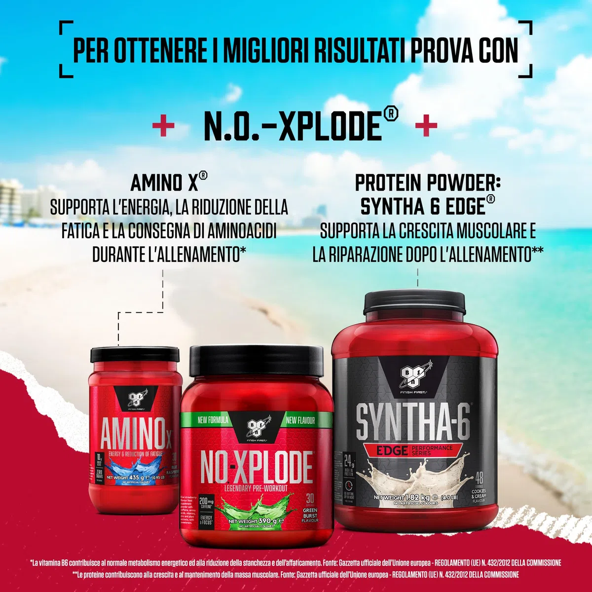 BSN Nutrition N.O.-Xplode, Integratore Alimentare in Polvere Pre-Allenamento, Supporto per Energia e Concentrazione con Caffeina, Aminoacidi, Vitamina C e Zinco, Gusto Red Rush, 30 Porzioni, 390 g
