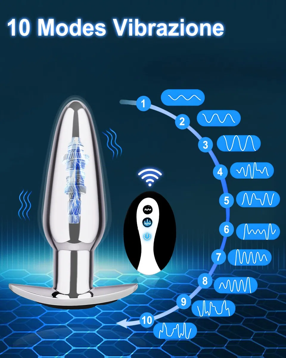 Vibratoreper Donna Telecomando Sex Toys Uomo, Plug Anale Prostata Vibratore Uomo Sextoys, Vibratoreper Donna Professionale Wireless, Vibratori Uomo Anali Plug Analesex Sexyshop 10 Modalità (Metals)