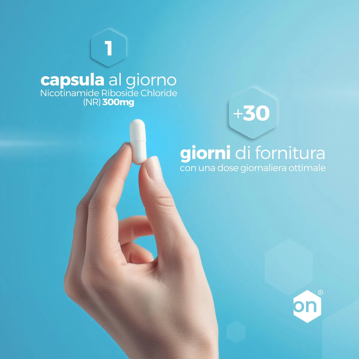 NAD+ Nicotinamide Riboside Chloride 300mg - +1 Mese di Cura - NAD Booster - Anti-Età e Contro la Fatica, Supporto Nervoso - 30 Capsule Vegetali - Vegan & Premium - Hexagon