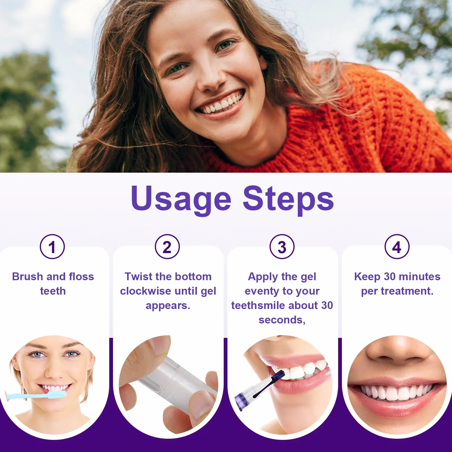3 Pezzi Penne Sbiancante Denti,Penna Gel Sbiancamento per Dentale,sbiancante denti,Per Rimozione delle Macchie e Sorriso Più Luminoso,Facile da Usare,Rapido Sbiancamento(Viola)