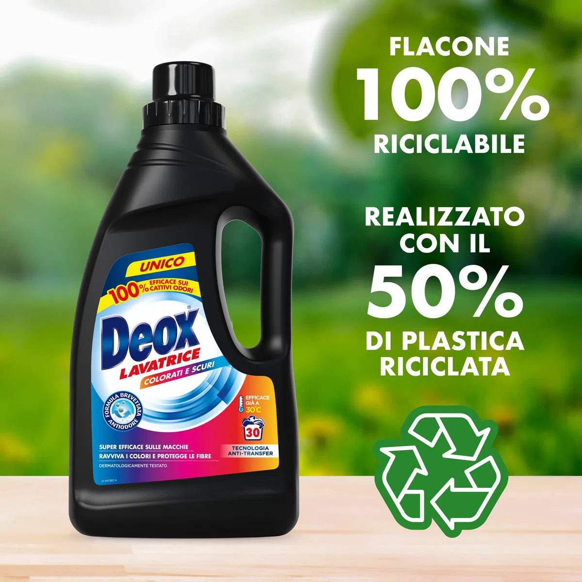 Deox - Detersivo Lavatrice Liquido Colorati e Scuri, 144 Lavaggi, Smacchia e Ravviva i Colori, con Tecnologia Anti-Transfer, 1200ml x 6 Confezioni