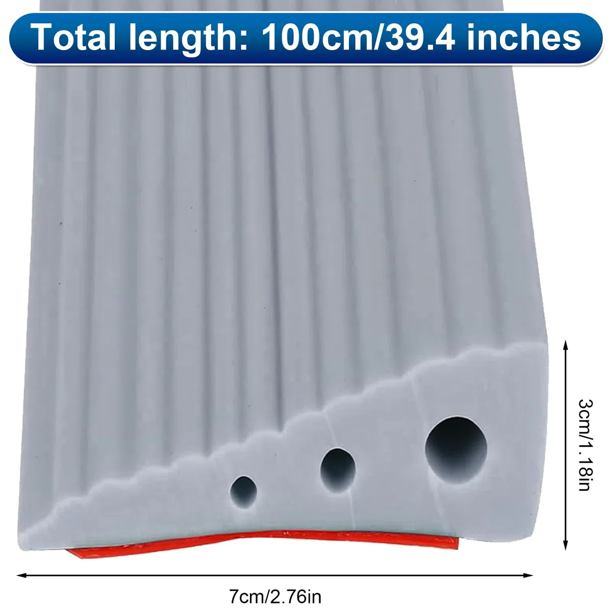 Rampa di Soglia per Porta in TPE, Altezza 3 cm, Carico Max 500 kg, Antiscivolo | per Sedie a Rotelle (Elettriche), Passeggini, Robot Aspirapolvere, Disabili | Design Resistente (Grigio, 100x7x3cm)