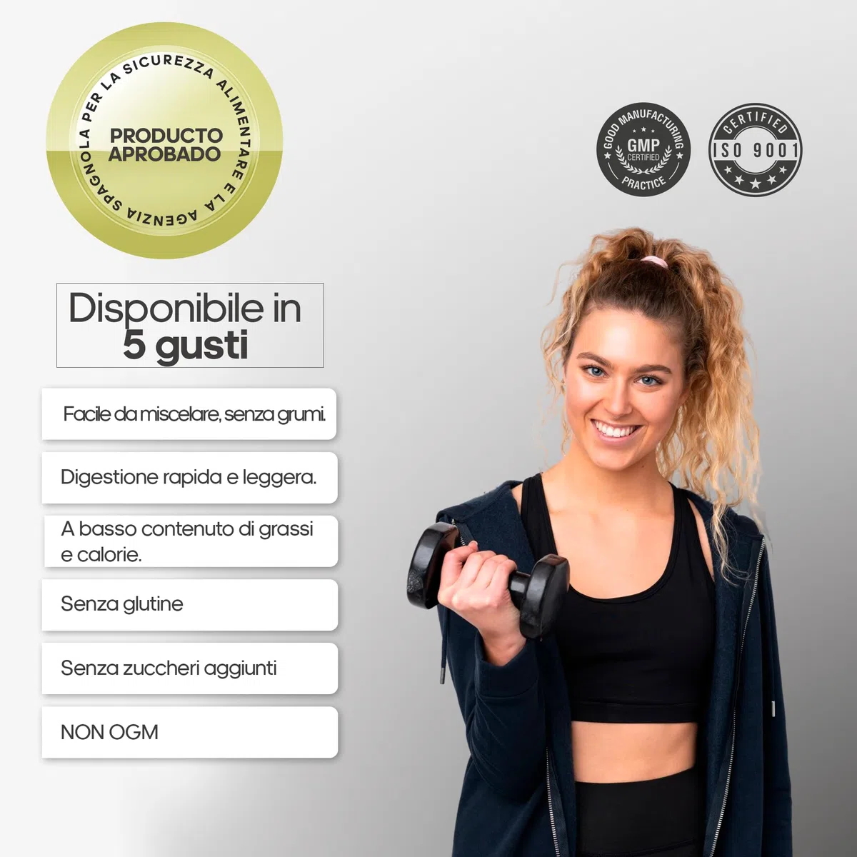 Whey Protein in Polvere Healthy Fusion | Proteina Premium 100% Pura + BCAAS + Aminoacidos | Alto Contenuto Proteico | Maggiore Crescita Muscolare, Recupero e Benessere Generale | Gusto Biscotti 1kg