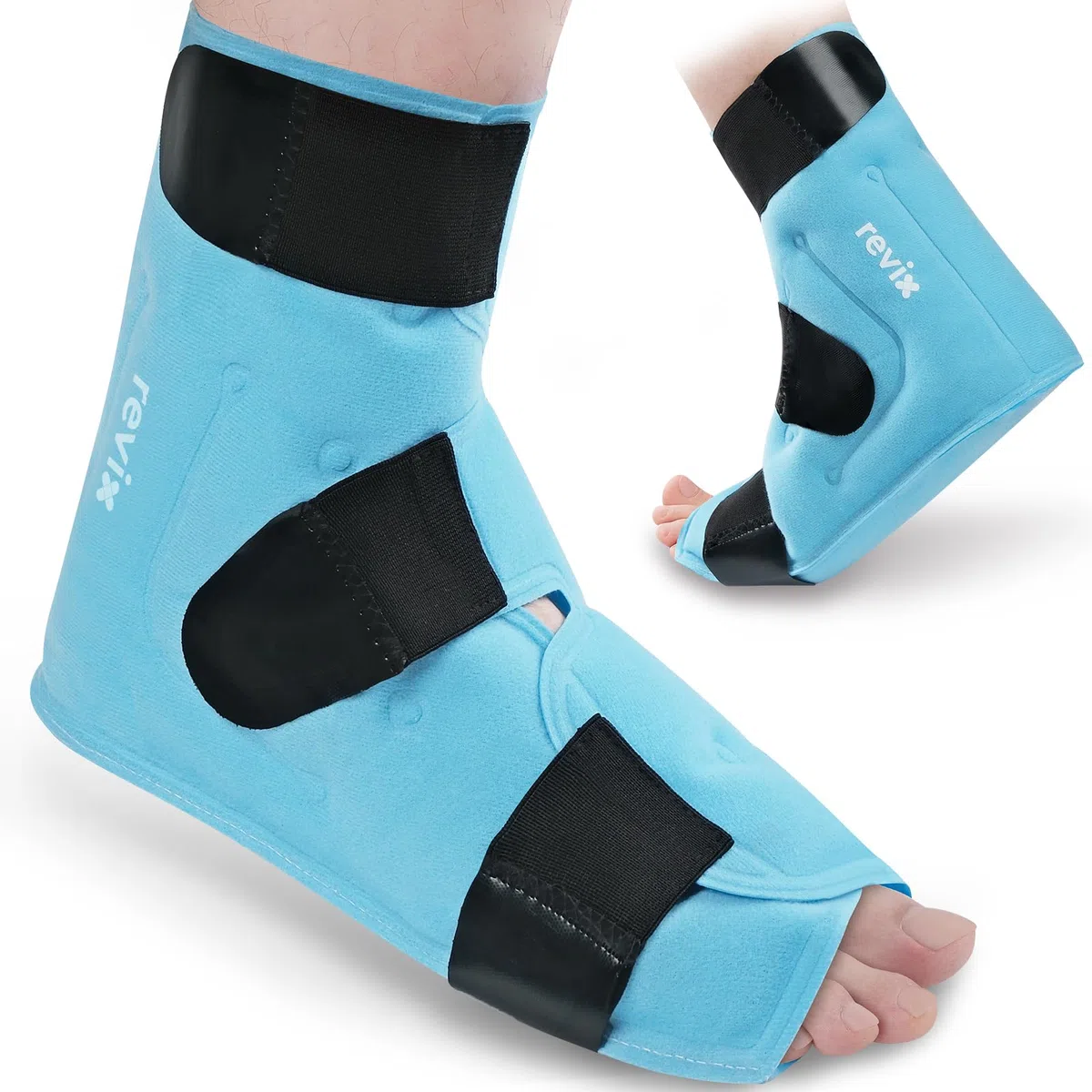REVIX Fascia Fredda Extra Large per Caviglia - Gel Terapico Riutilizzabile con Compressione a Freddo, Copertura Completa per Dolori al Piede, Fascite Plantare e Recupero Post-Allenamento