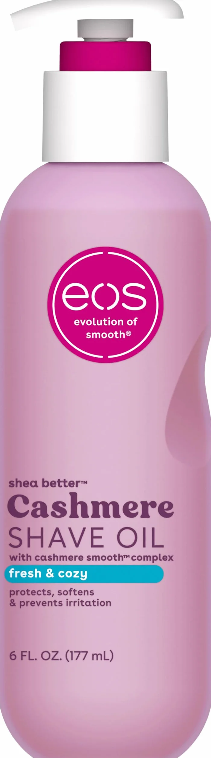 eos Olio per rasatura di cashmere – Fresh & Cozy idratante · Con burro di karitè e glicerolo · Per pelli sensibili · 177 ml (6 fl oz)