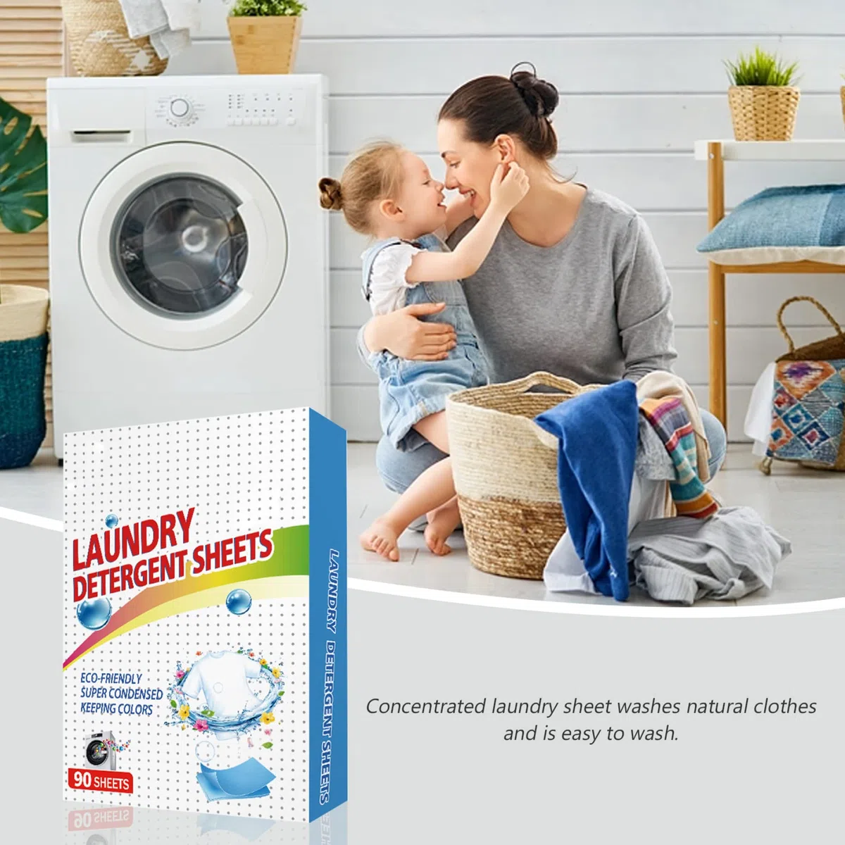 90PCS Washing Detergent Sheet Deep Stain Removal Laundry Detergent Sheet Strip Laundry Soap Sheet for Home Travel