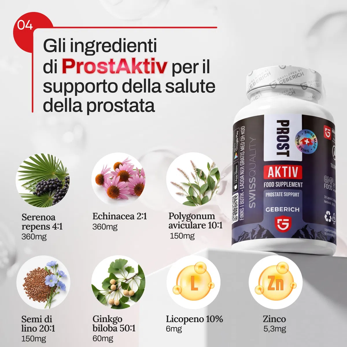 Capsule ProstAktiv | Serenoa Repens 360mg + Echinacea 360mg | Integratore Prostata Uomo con Ginkgo biloba, Licopene, Zinco | Supporto Prostatico e Vie Urinarie | 30 Capsule