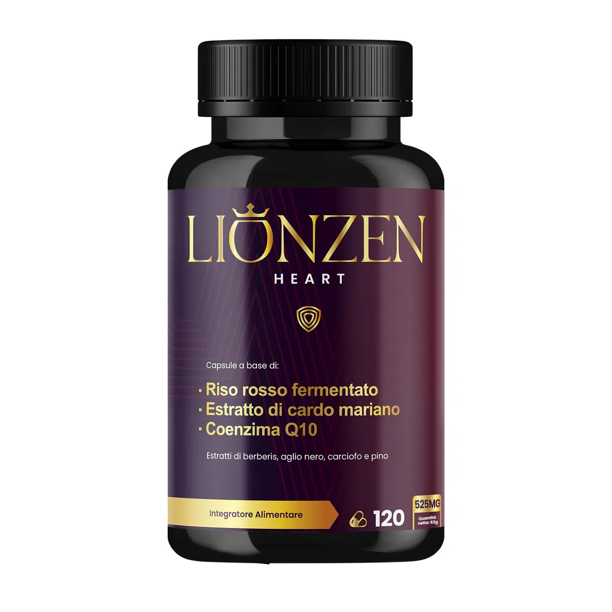 Riso Rosso Fermentato (2,99mg di Monacolina K) + Coenzima Q10, Cardo Mariano +10 Ingredienti | Berberina, Astaxantina, Policosanolo | Benessere Metabolico e Antiossidante | LIONZEN Heart