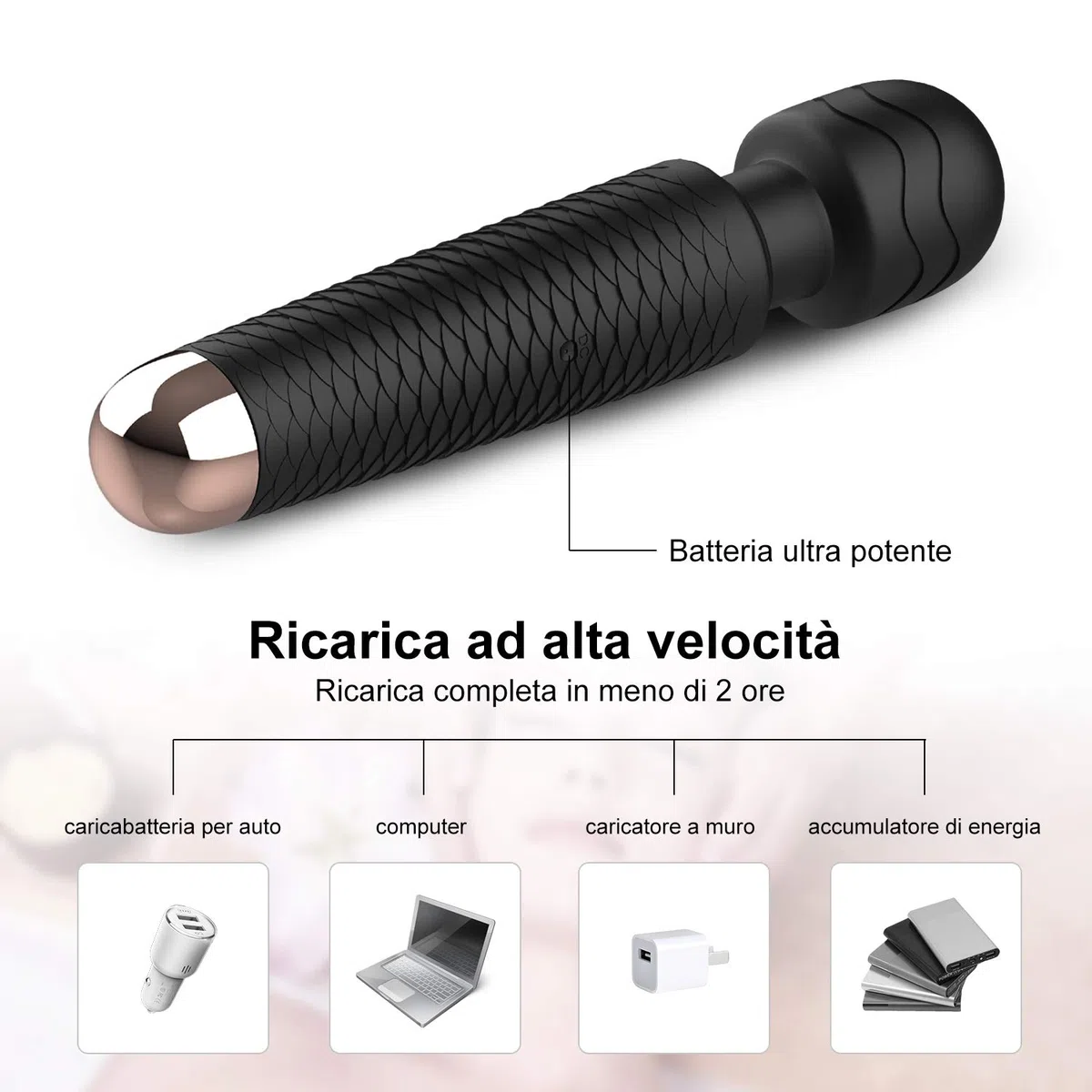 Sex Toys Massaggiatore personale vibratoreper donna, YICOCO vibratore massaggiatori elettrici a bacchetta con 25 potenti modalità di vibrazione per il massaggio rilassante e l'alleviamento