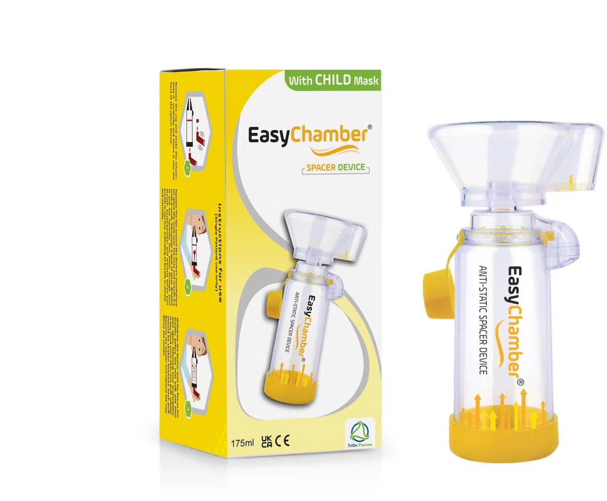 distanziatore antistatico Dispositivo con maschera per bambini, camera di inalazione, uso con inalatore a dose dosata, senza BPA e lattice