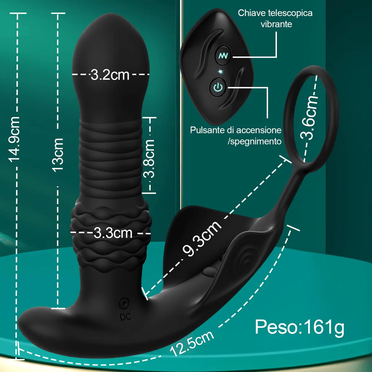 Vibratori Anali per Uomo Stimolatore Prostata Uomini Massaggio Prostata con 9 Modalità di Spinta e Vibrazione Anello per Pene Anal Plug Sex Toys Uomo Anale Vibratore Dildo Anale Controllo APP