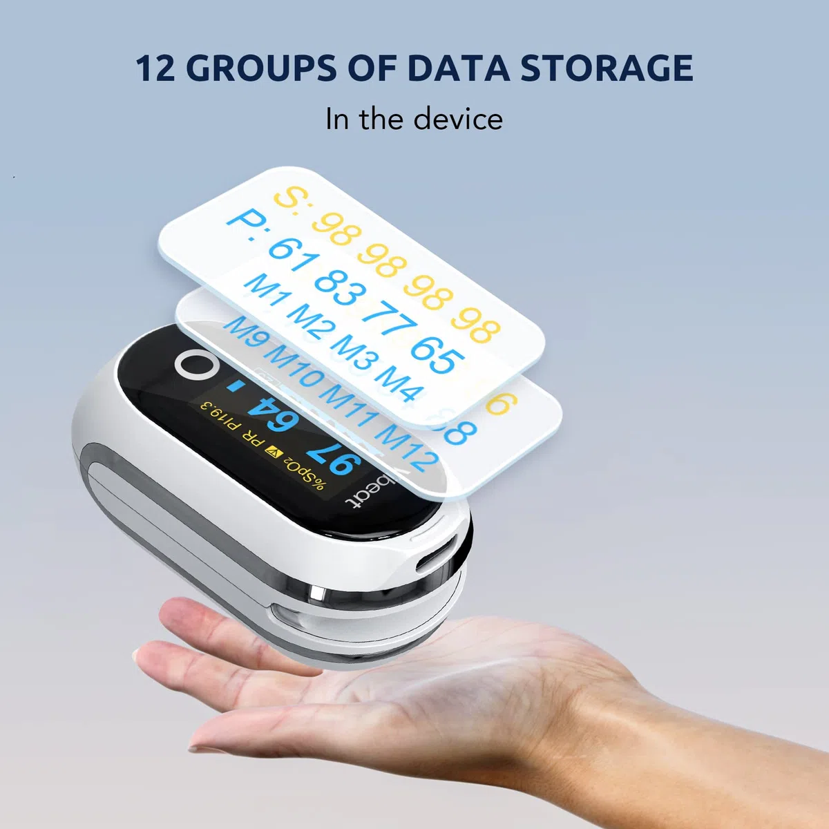 Pulsossimetro da dito Ricaricabile, Saturimetro da dito Bluetooth, Monitor della Saturazione di Ossigeno nel Sangue con Modalità di Registrazione Continua, Monitor della Frequenza Cardiaca con APP