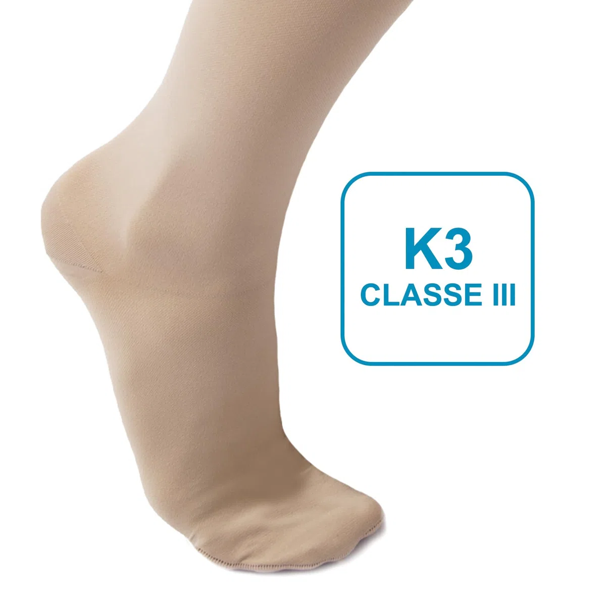 Beman 422C - Gambaletti Medicali K3 Classe 3, Compressione Graduata 34-46 mmHg, Punta Chiusa Unisex, Tallone Rinforzato e Cuciture Piatte, Elastici Resistenti