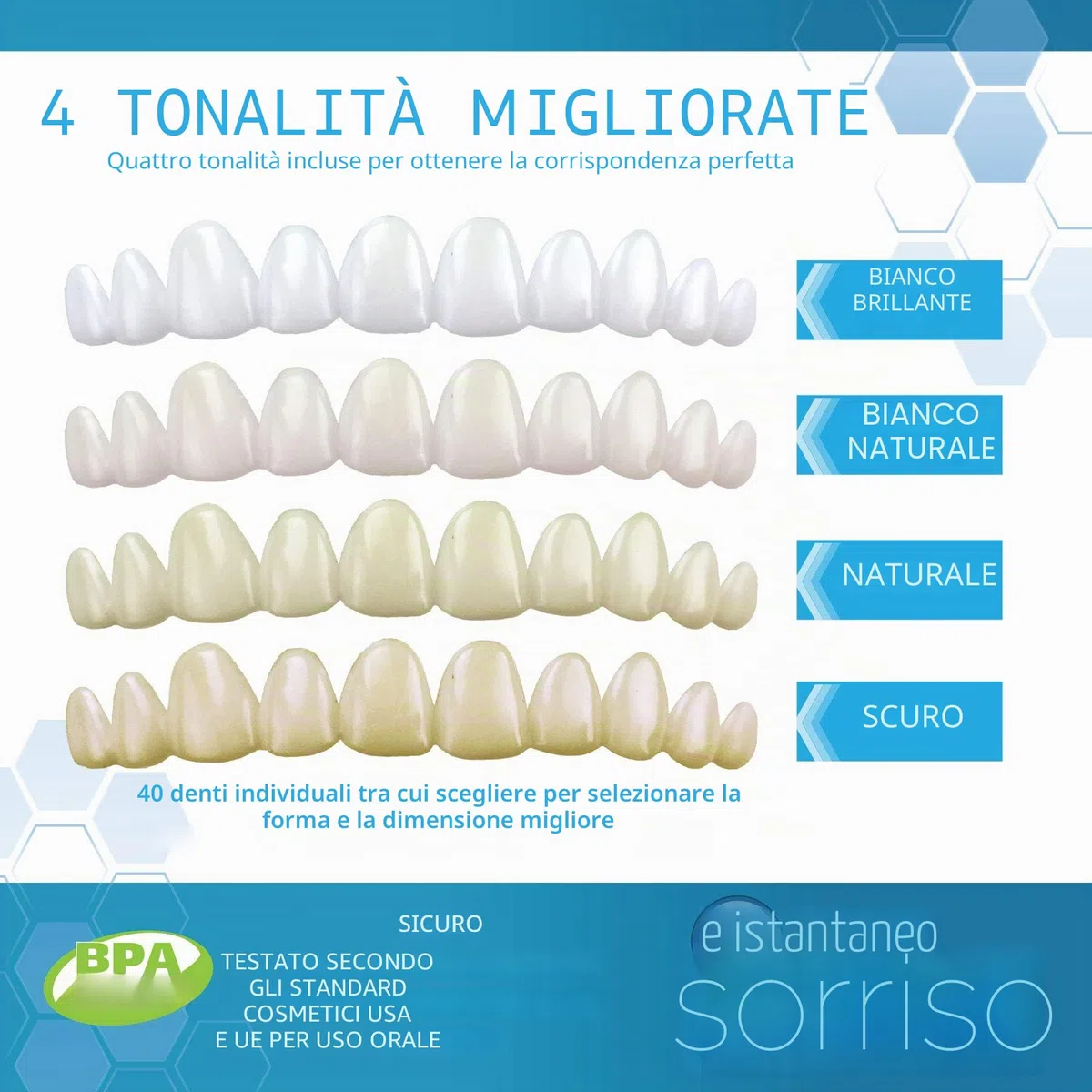 Instant Smile Completa il Tuo Sorriso Temporary Dental Replacement Kit, Easy Fit, One Size