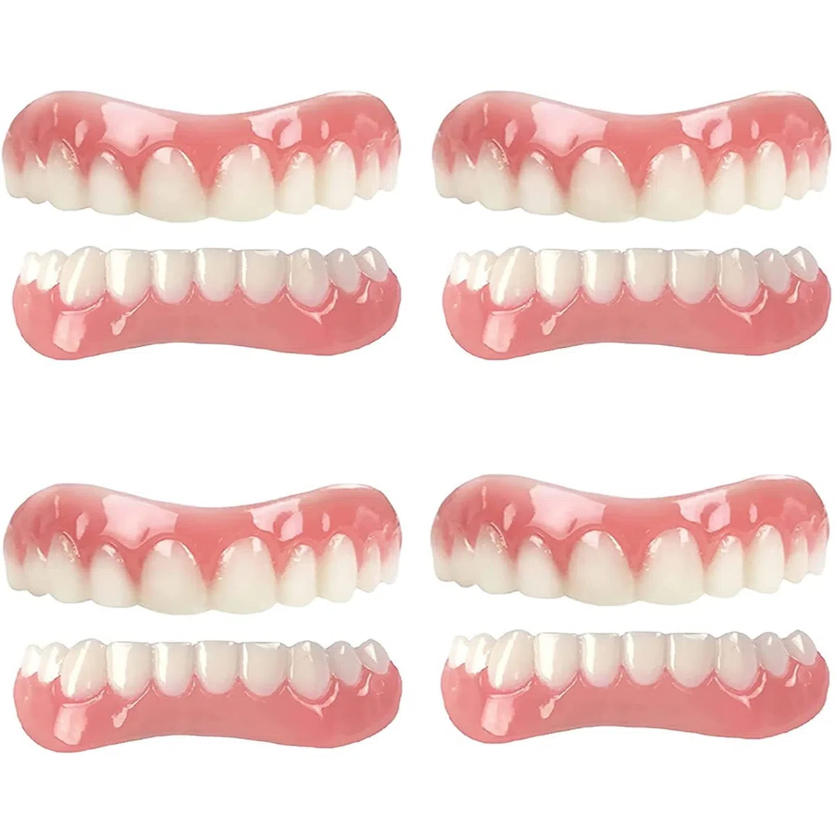 Protesi Dentale Naturale Gel di Silice Faccette Dentali Inferiore e Superiore Cosmetici Denti Ripara Istantaneamente i Denti e Sorridi per Uomini e Donne,4 Pairs