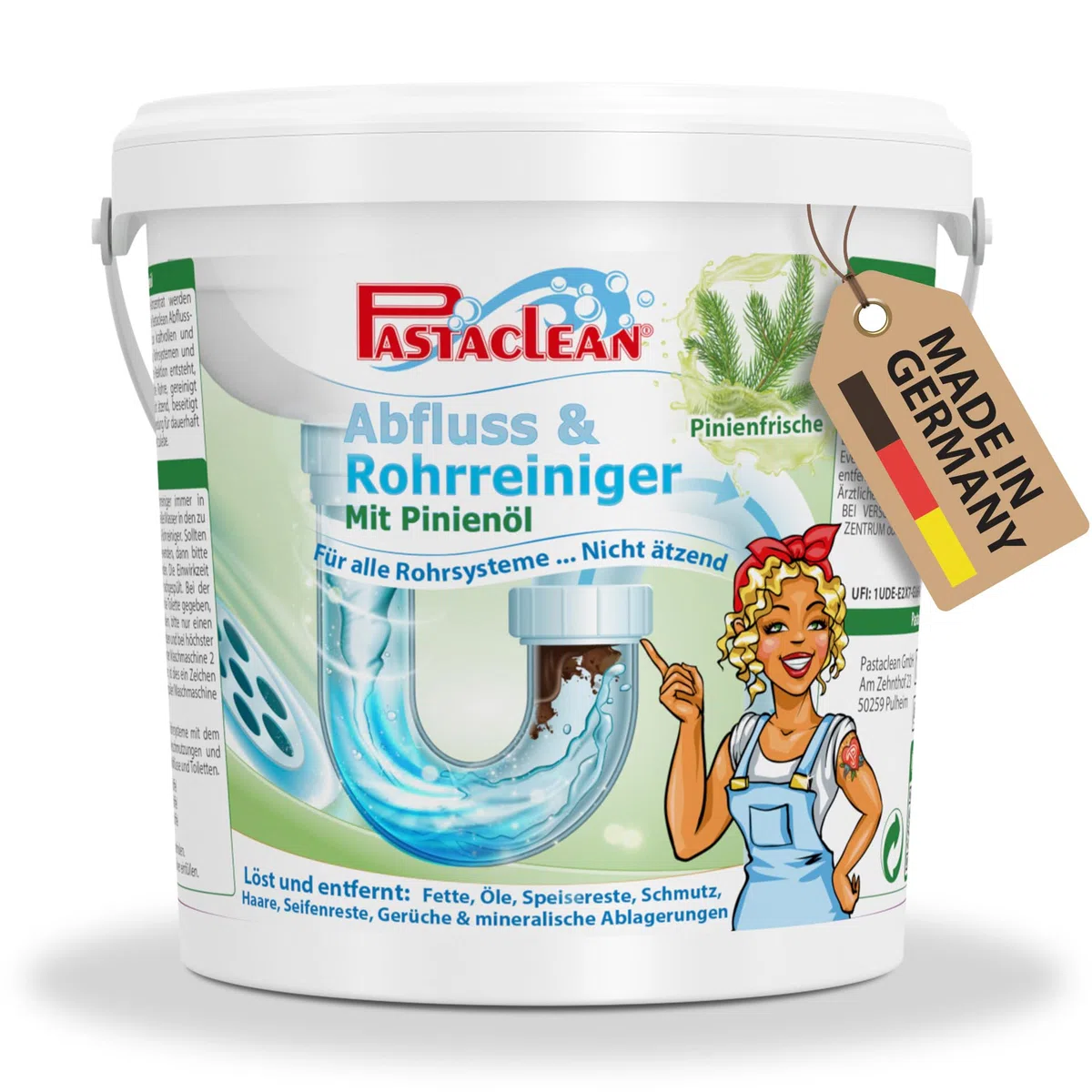 Pastaclean® 1500 g, detergente professionale per scarico e tubi contro intasamenti e odori – per tutti i tubi