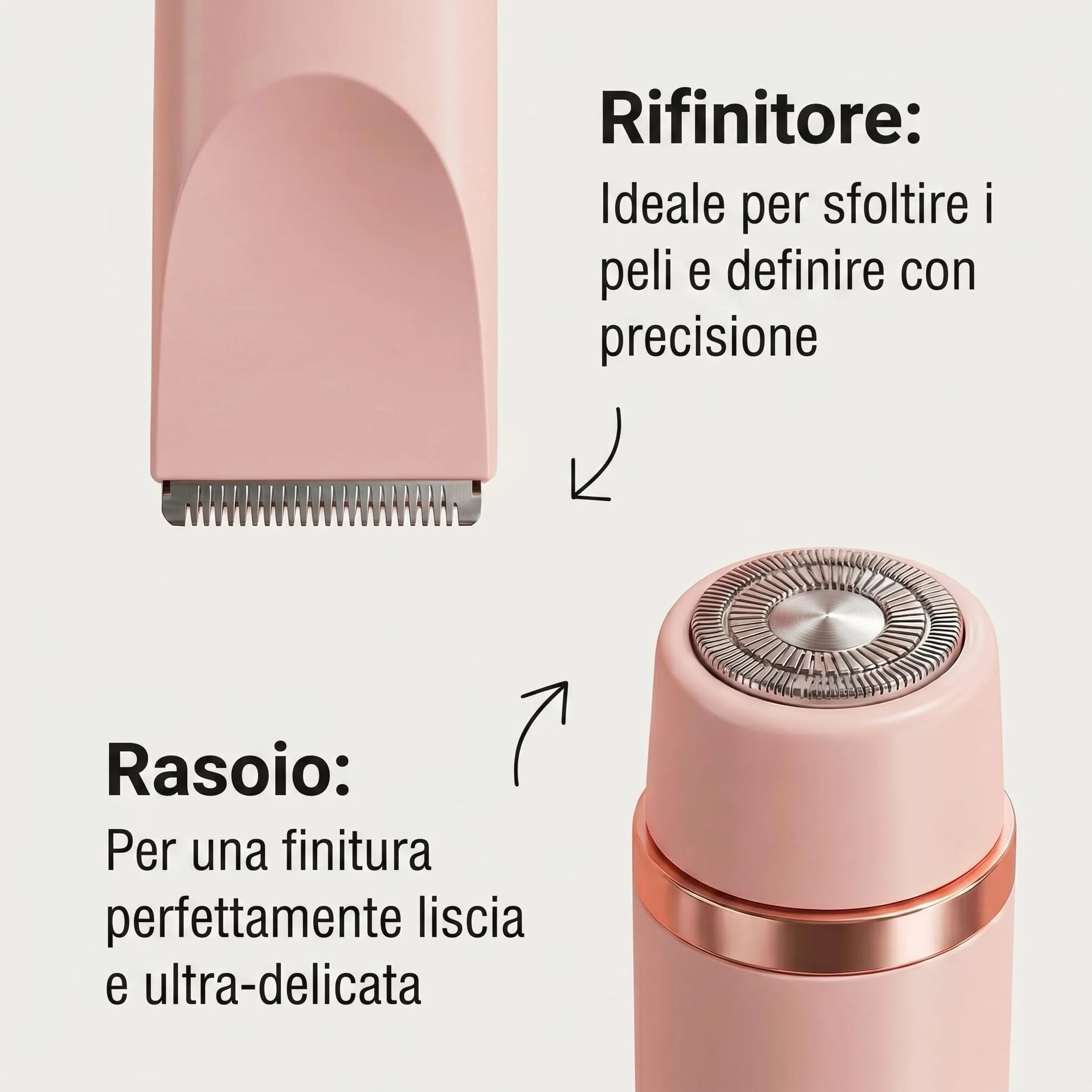 sovalya rasoio Rifinitore Intimo 2 in 1 Donna IPX10 con Lame Ceramica | 2 testine, IPX7, uso wet dry, zona bikini, viso e corpo, ricarica rapida, lame in ceramica, design compatto
