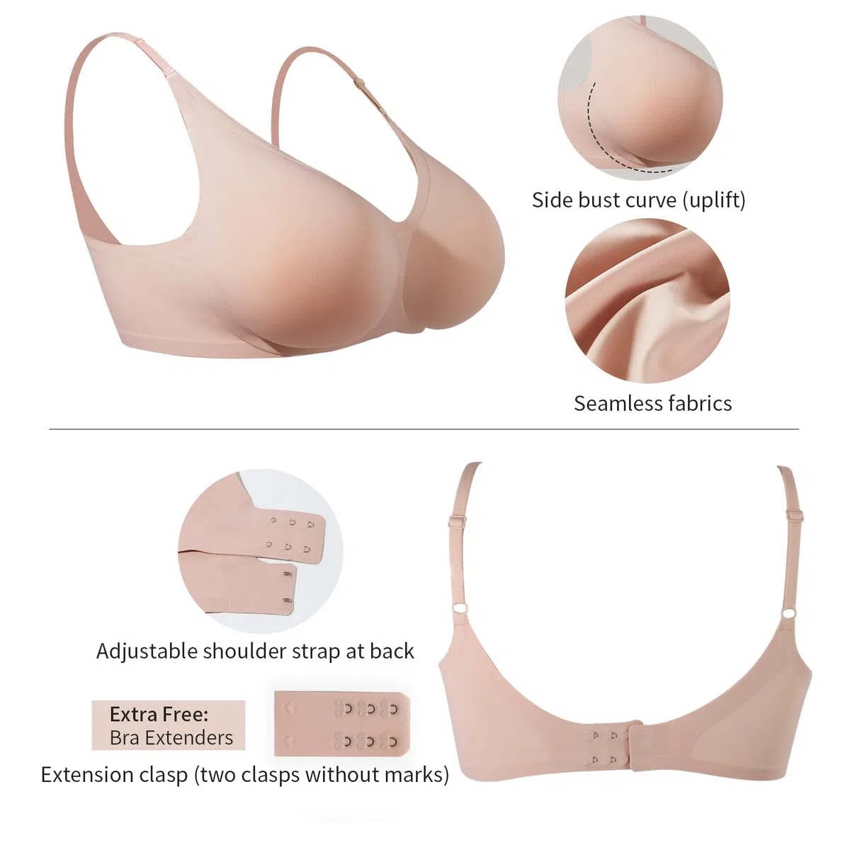 Lervanla Silicone Breast Form for Crossdressers Fake Breasts Wireless Mastectomy Bra with Pockets for Breast Enhancers
