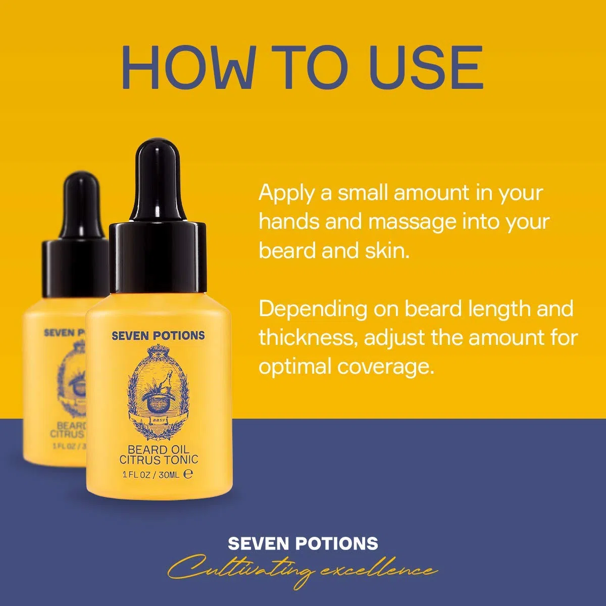 Seven Potions Olio da Barba per Uomo - Olio da Barba alla Jojoba per Nutrire Pelle e Peli - Stop al Prurito - Completamente Naturale, Vegan e Cruelty Free - Citrus Tonic