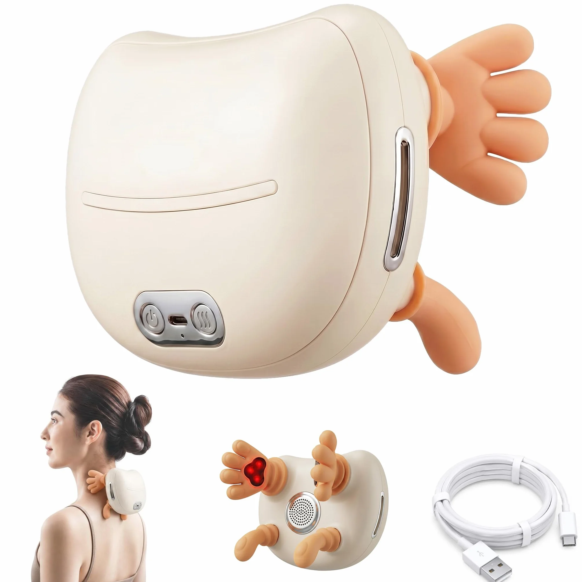 Massaggiatore Cervicale Ergonomico 4D Senza Fili, Dispositivo Ricaricabile USB per Massaggio di Collo e Spalle, Neck Massager Regalo per donne, uomini, mamma e papà