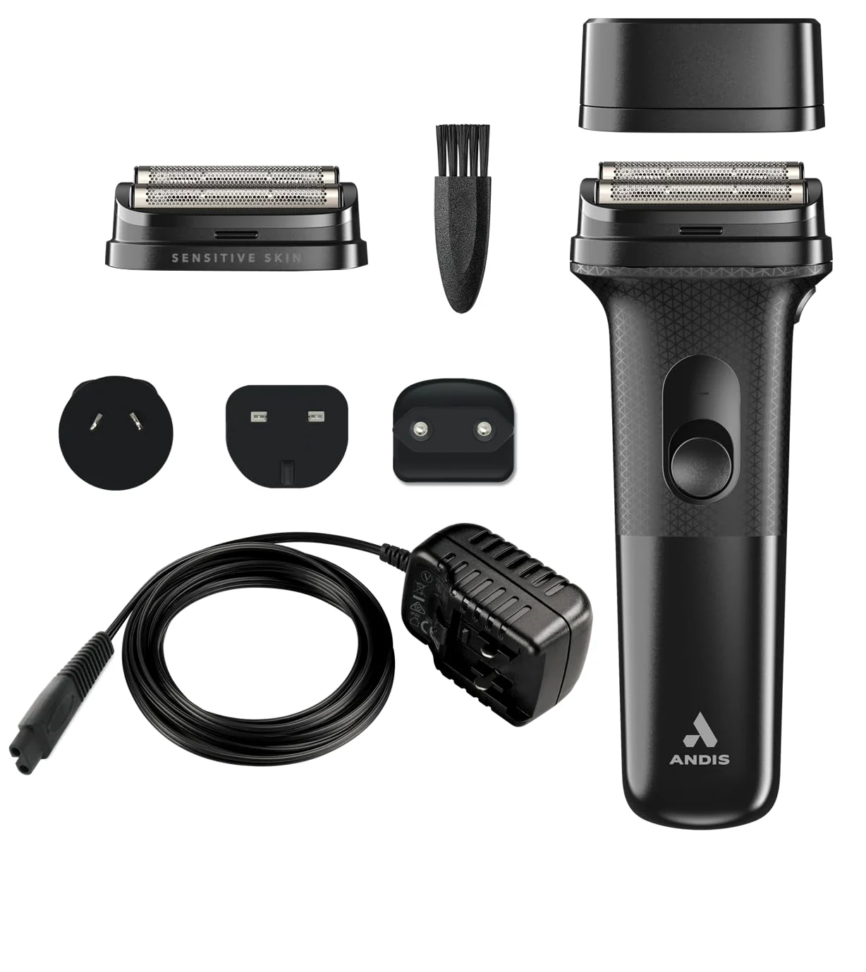 Andis 562711 inFORM Kit rasoio con lamina in titanio, batteria agli ioni di litio a lunga durata, rasatura liscia con filo/cordless, ricaricabile, nero
