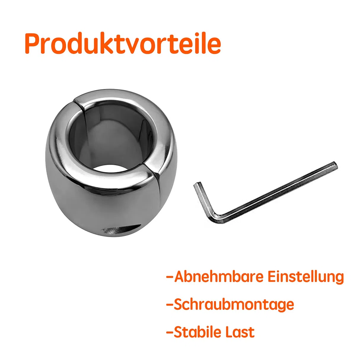 SeLgurFos pesante testicolo anello in acciaio inox palla barella testicolo barella testicolo peso scroto ciondolo pene anello pene anello magnete/chiave (60mm,Schlüssel)