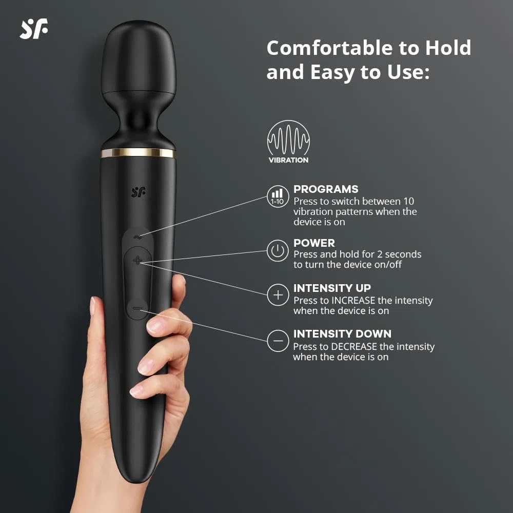 Satisfyer Wand-er Donna Bacchetta Massaggiante con 50 Modalità di Vibrazione | Sex Toy forte e silenzioso | Massaggio del Corpo per Donne e Uomini | Piccolo Vibratore per Tutto il Corpo
