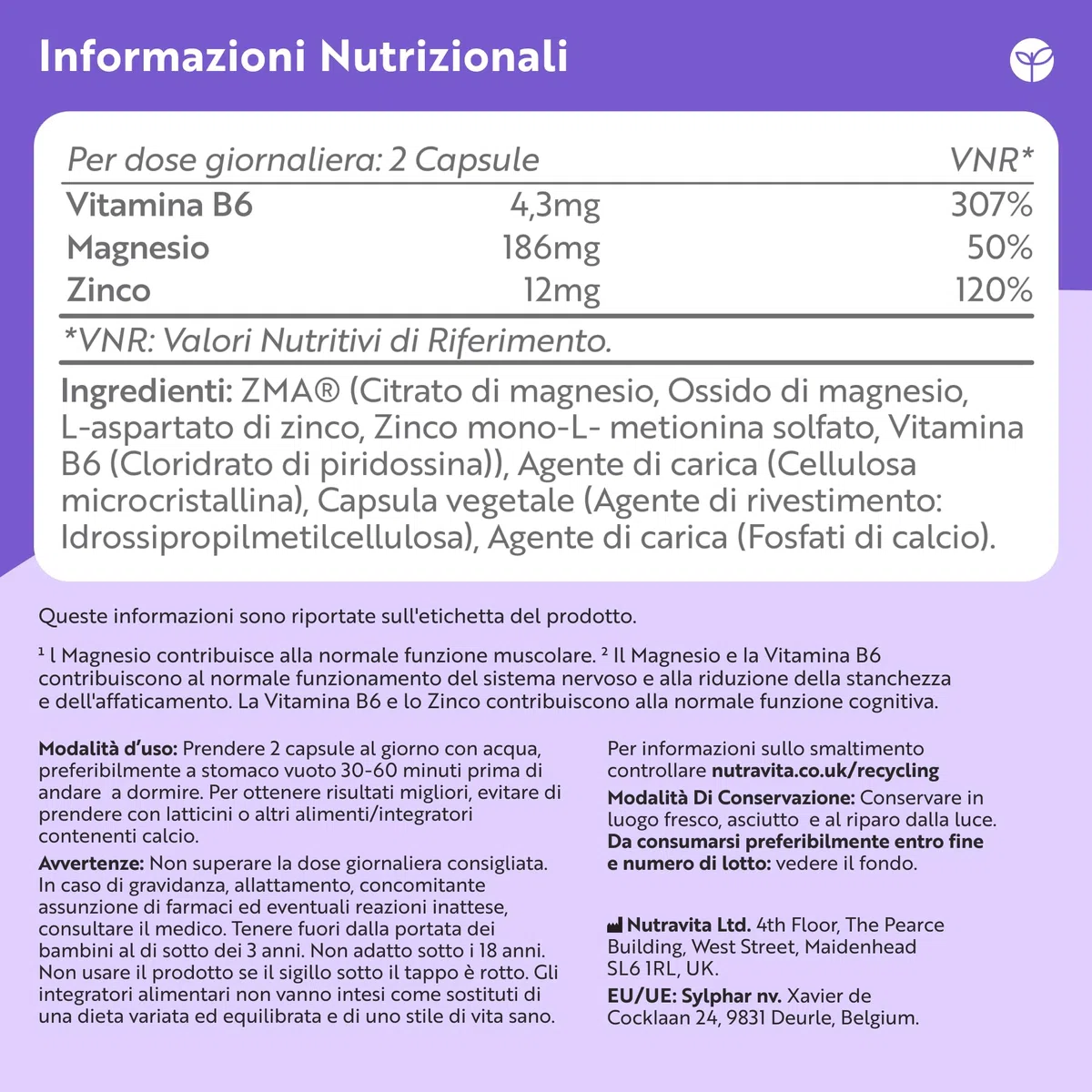 Nutravita ZMA High Strength - 120 Capsule Vegane - Zinco Magnesio e Vitamina B6 - Contribuisce alla normale funzione muscolare
