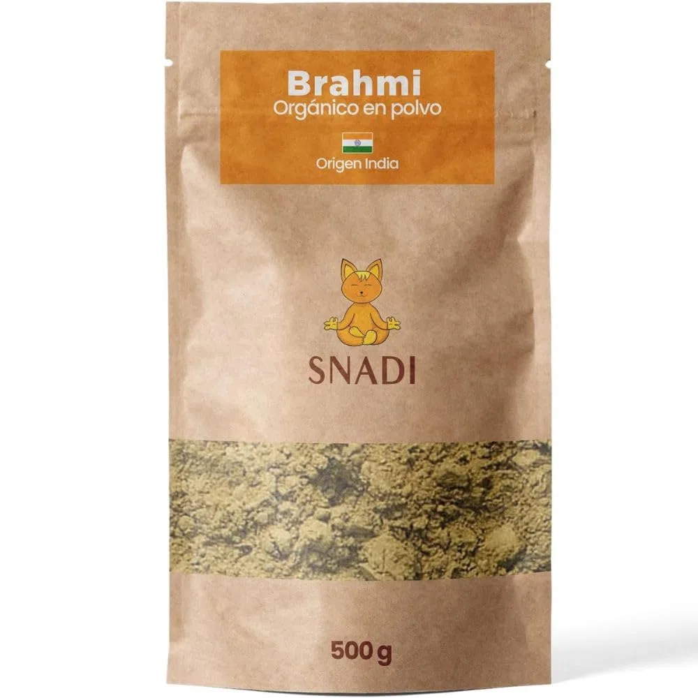 Polvere di Brahmi Organica 100%, 500g | Autentico dall'India | Per Cosmetici Fai-Da-Te | Sacchetto Doypack | Argilla Ghassoul, Capsule Vegetali, Bacopa Monnieri